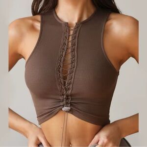 Joah Brown Laceup Top